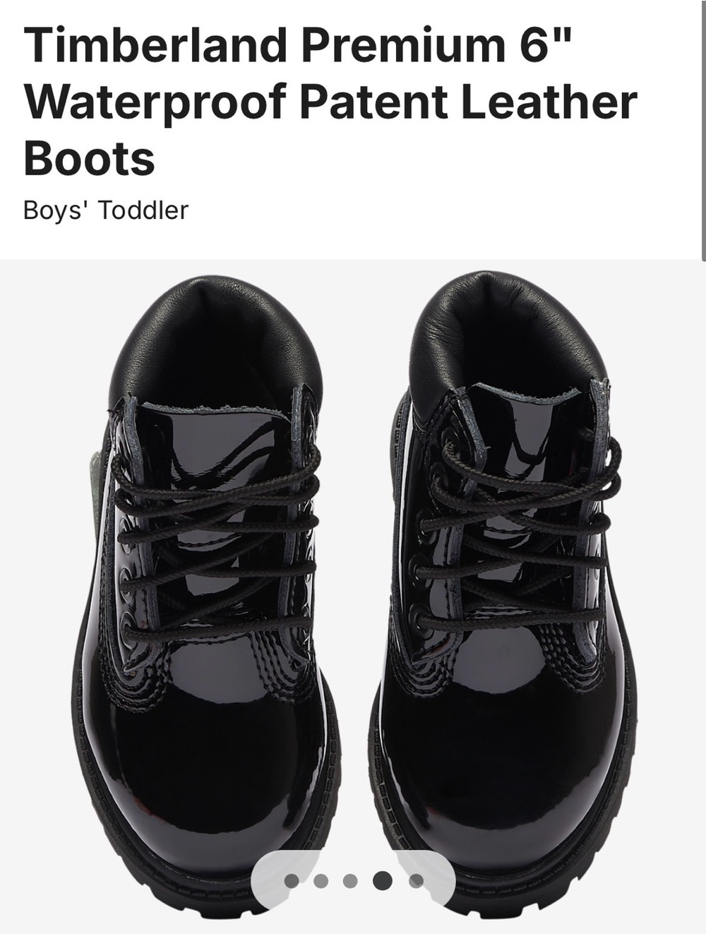 Timberland Kids Black Patent Leather Lace-Up Boots